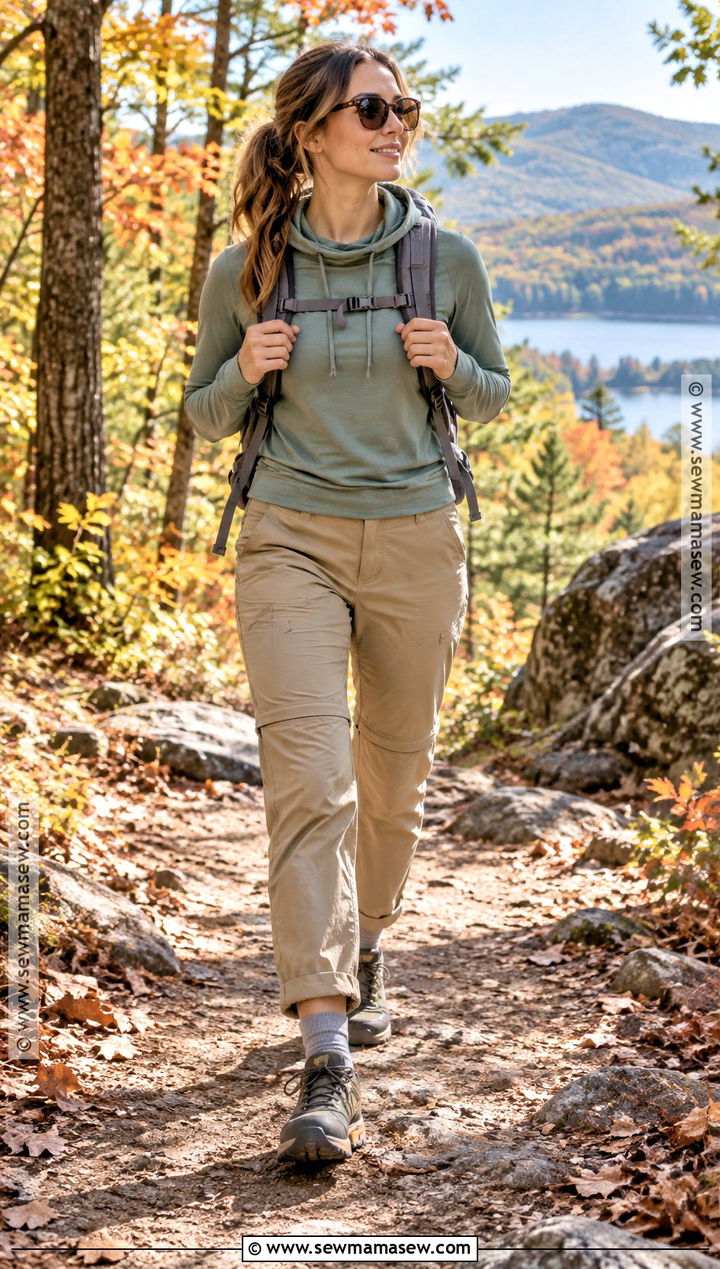 Fall Hiking Outfit With Hoodie And Convertible Pants - 15 hiking clothes women fall