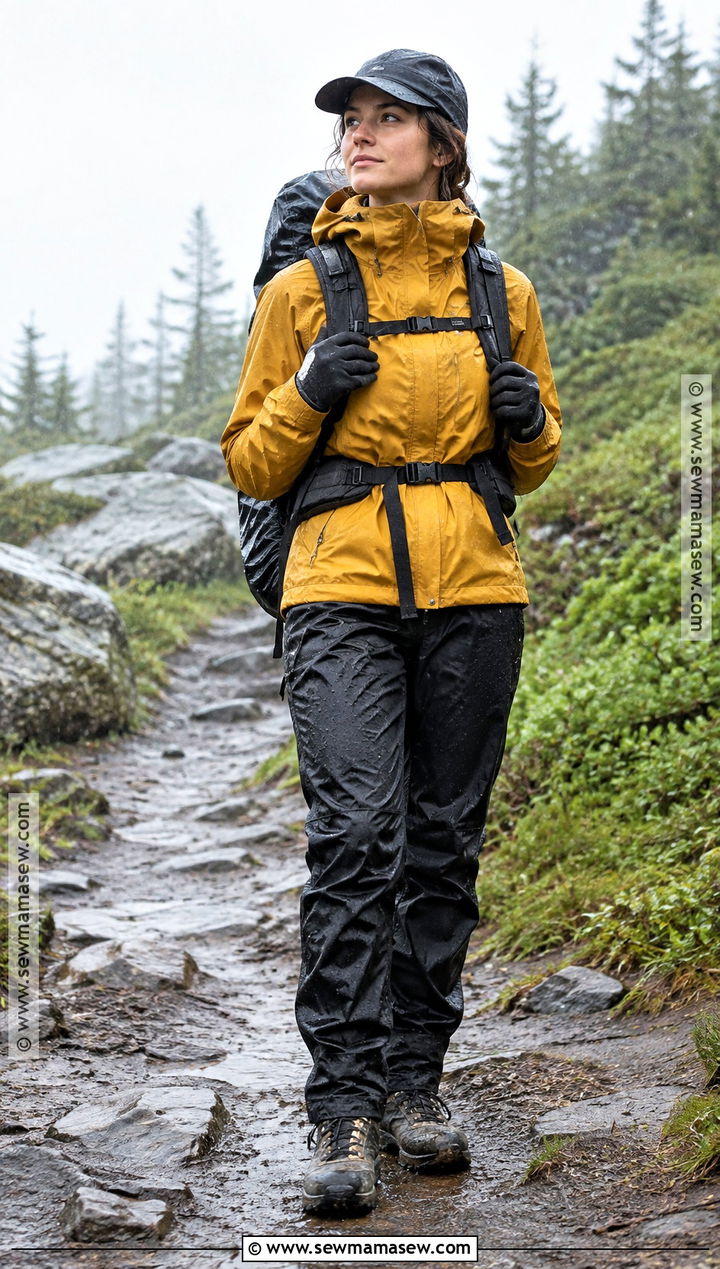 Fall Hiking Outfit With Waterproof Jacket And Rain Pants - 15 hiking outfits fall for women