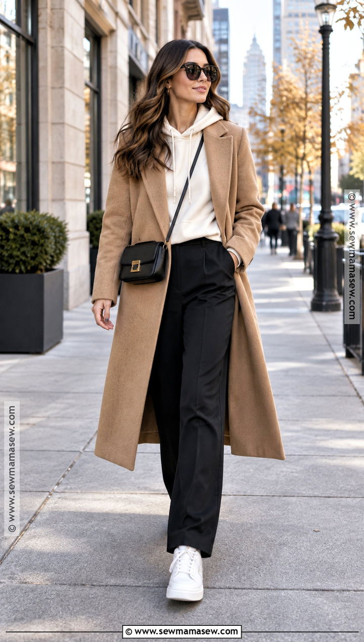 Fall Hoodie And Long Coat Outfit - 20 Cute Outfit Inspo Fall Ideas