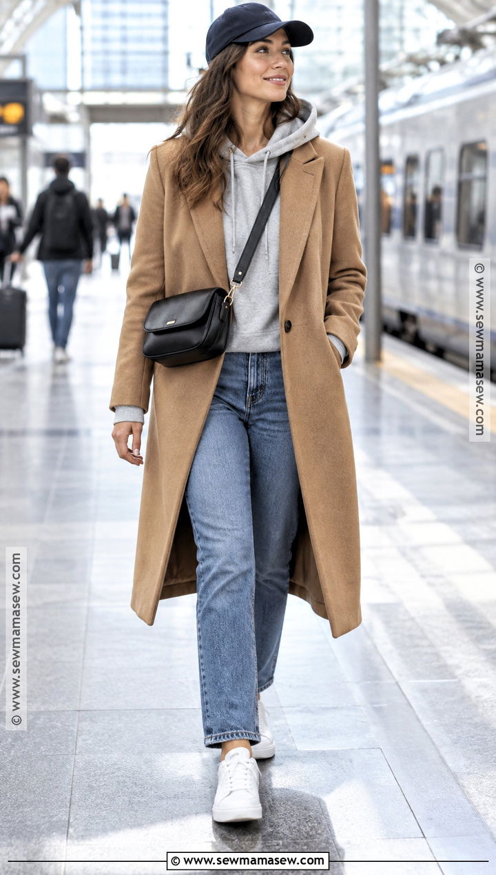Fall Hoodie And Tailored Coat Outfit - 25 Fall Fit Inspo Ideas