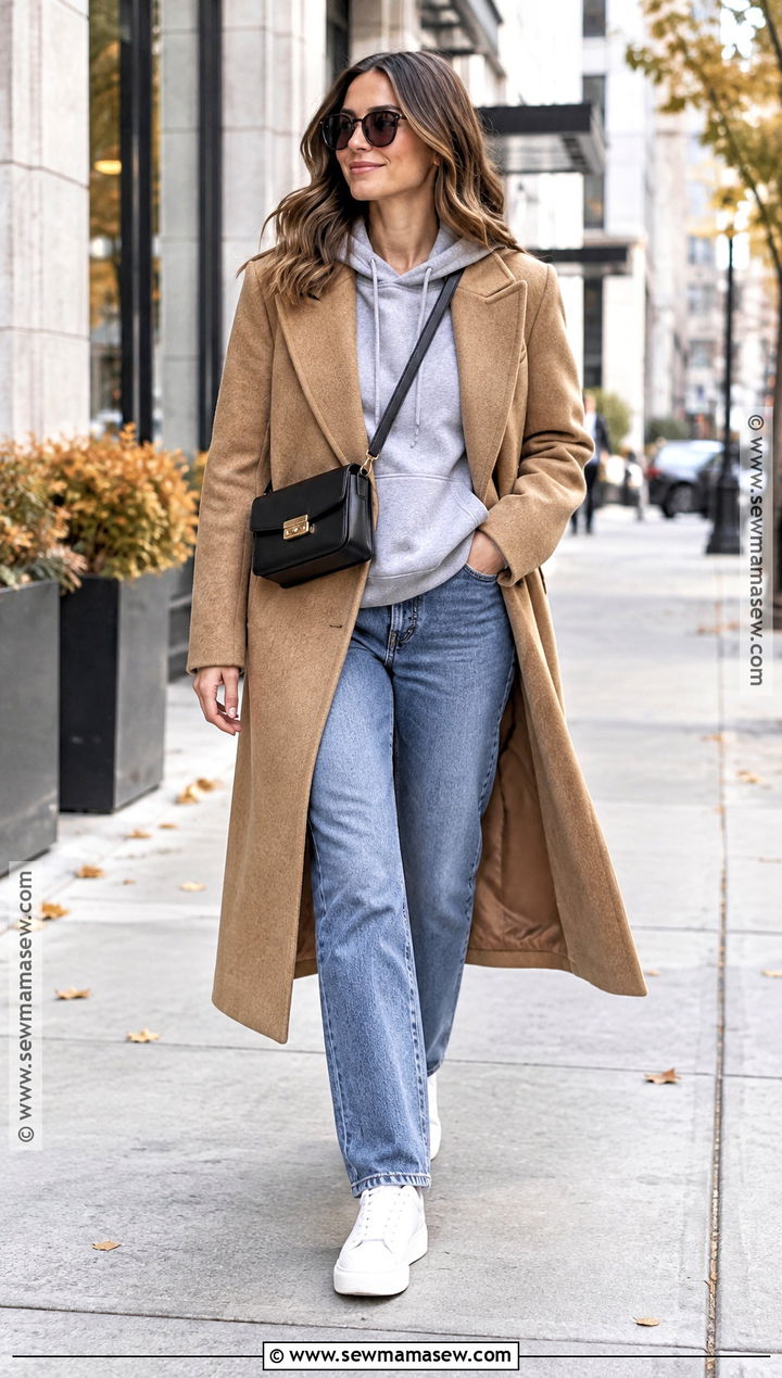Fall Hoodie And Wool Coat Outfit - 20 fall pics outfits