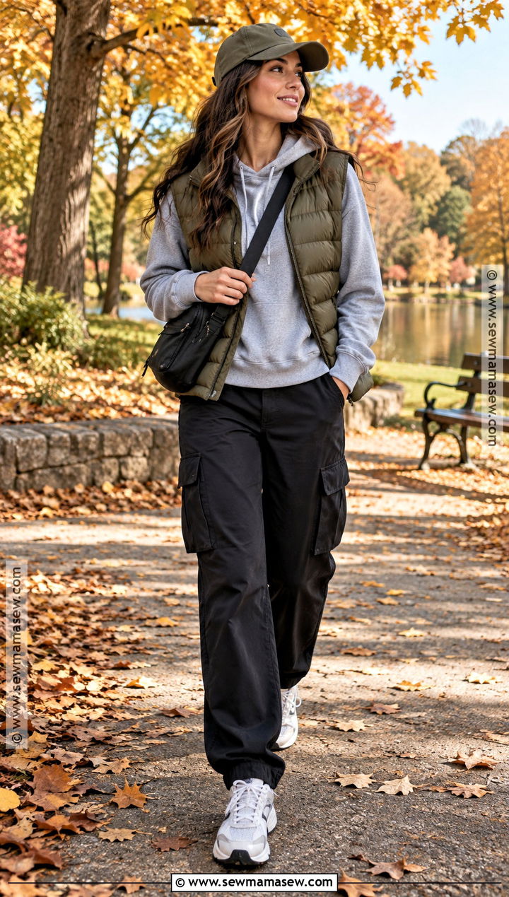 Fall Hoodie and Puffer Vest Outfit - 15 fall hangout outfit ideas