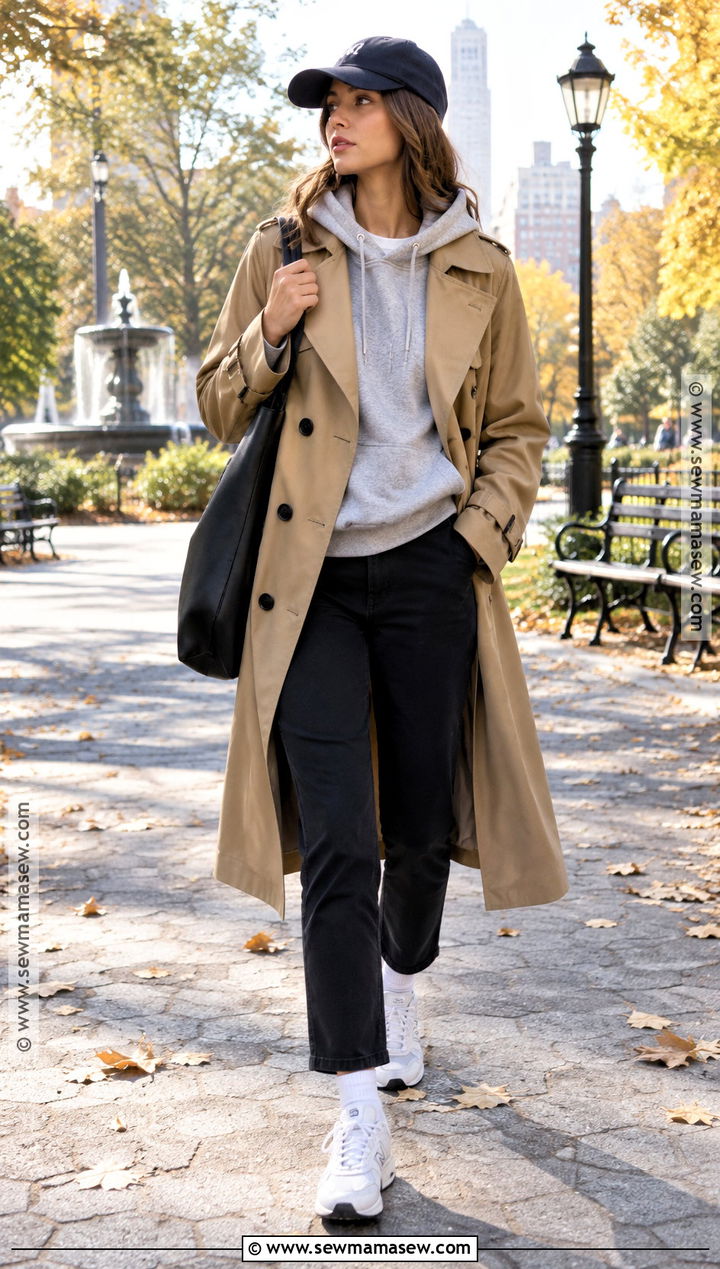Fall Hoodie and Trench Coat Outfit - 20 Fall Outdoor Outfits for Women