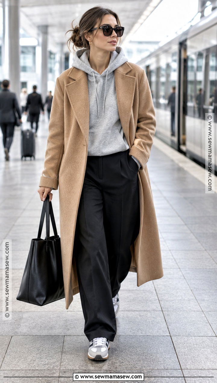Fall Hoodie and Wool Coat Outfit - 30 fall outfit ideas