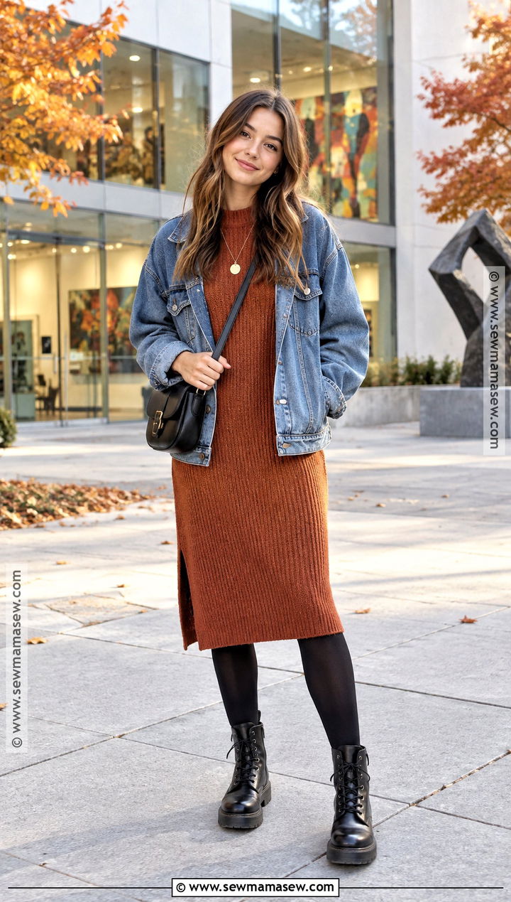 Fall Knit Dress And Combat Boots Outfit - 15 fall fashion inspiration ideas for teens
