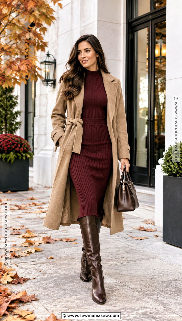 Fall Knit Dress And Knee High Boots Outfit - 20 fall fits for women