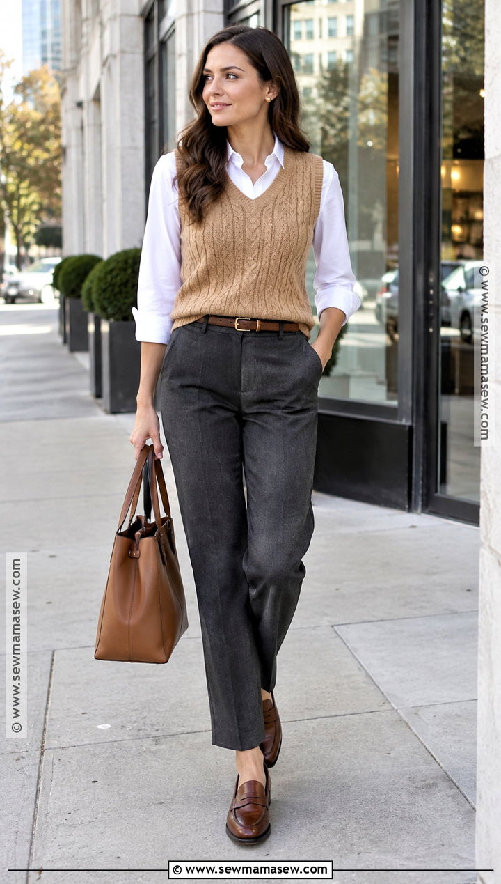 Fall Knit Vest And Button Down Shirt Outfit - 15 Lookbook Outfits Fall 2026