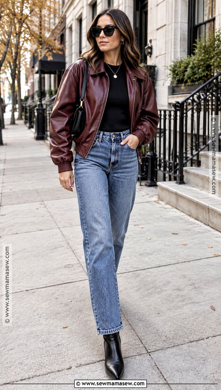 Fall Leather Bomber Outfit - 25 fall 20 fashion trends