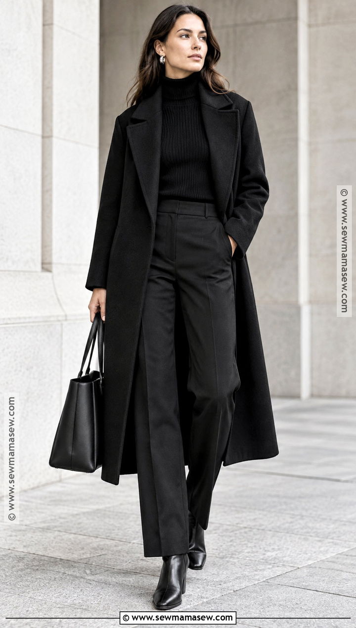 Fall Long Black Coat and Monochrome Outfit - 15 2026 fall fits