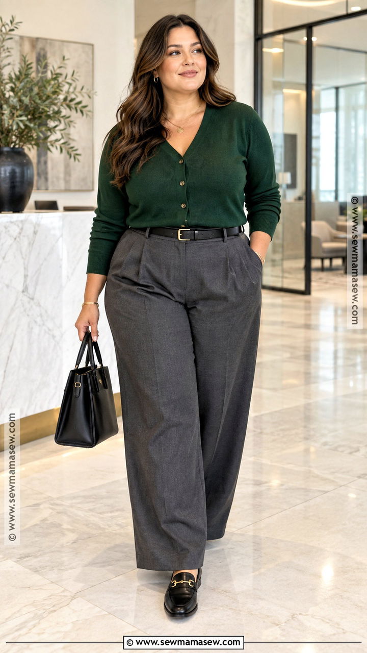 Fall Long Sleeve Cardigan With Tailored Pants - 20 Fall Long Sleeve Outfits