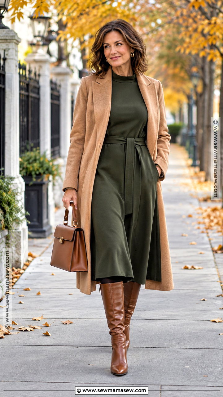 Fall Long Sleeve Dress With Knee High Boots - 20 Fall Long Sleeve Outfits