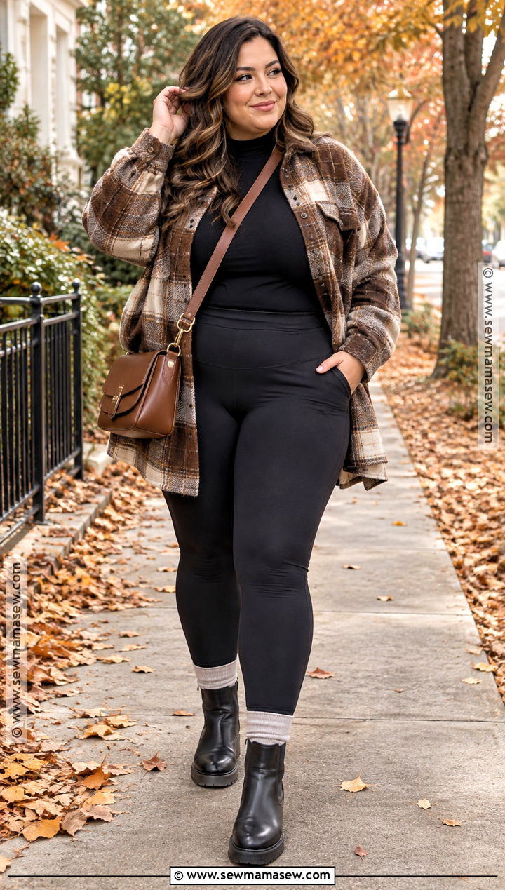 Fall Lounge Outfit With Shacket And Leggings - 15 lounge outfit fall ideas