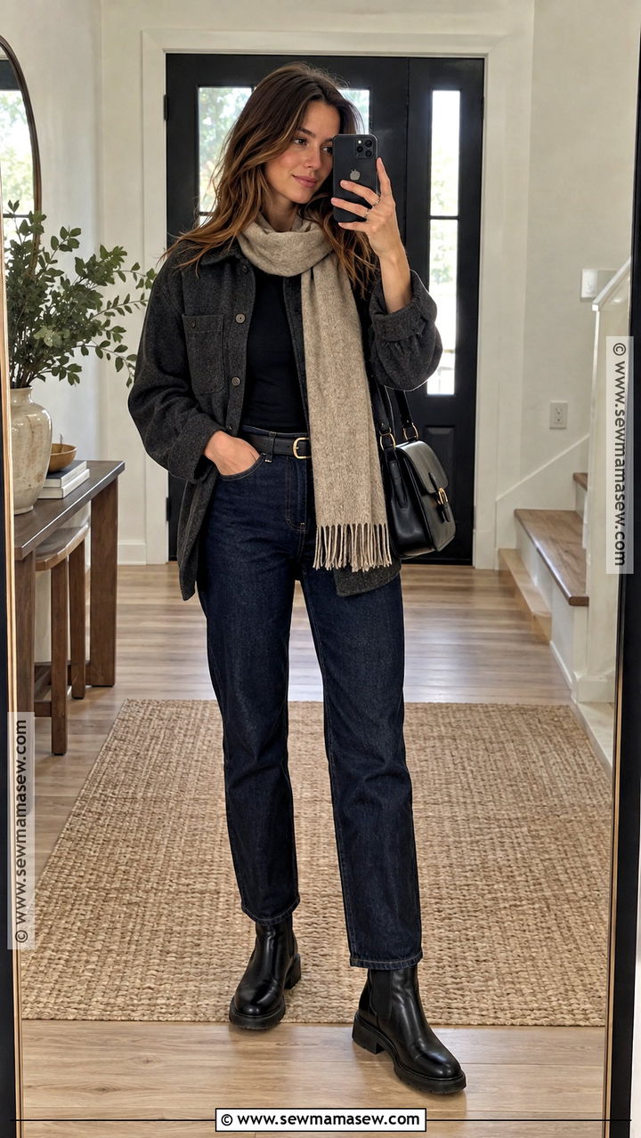 Fall Masc Overshirt And Dark Denim Outfit - 20 Fall Masc Outfits for Women