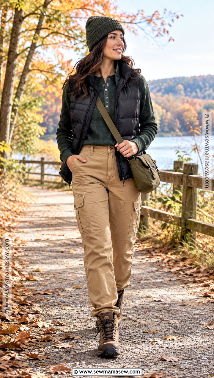 Fall Masc Puffer Vest And Utility Pants Outfit - 20 Fall Masc Outfits for Women