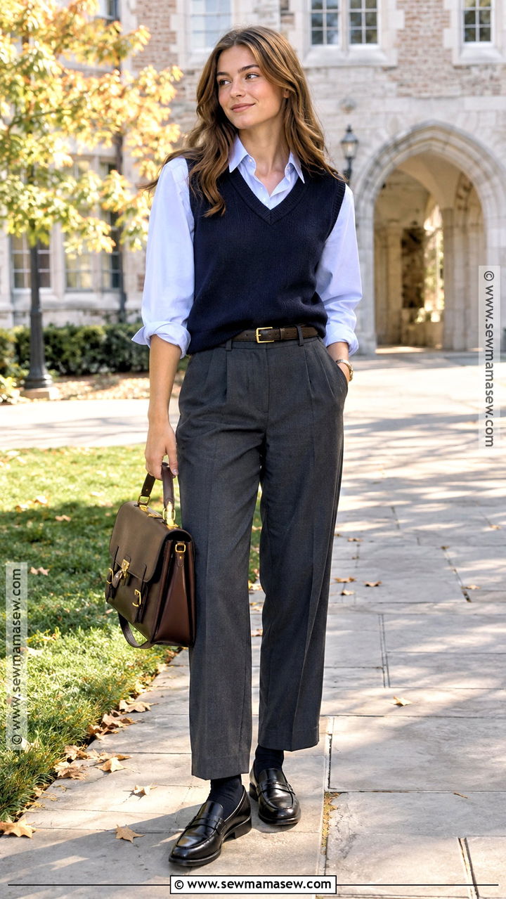 Fall Masc Sweater Vest And Button Down Outfit - 20 Fall Masc Outfits for Women
