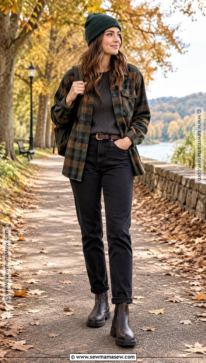 Fall Masculine Plaid Overshirt And Black Jeans Outfit - 15 Fall Masculine Outfit Ideas