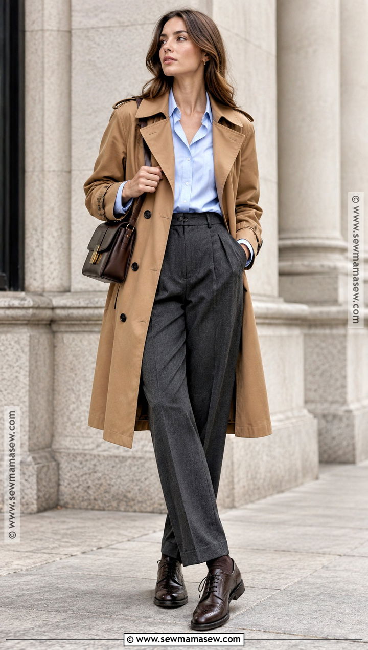 Fall Masculine Trench Coat And Pleated Trousers Outfit - 15 Fall Masculine Outfit Ideas
