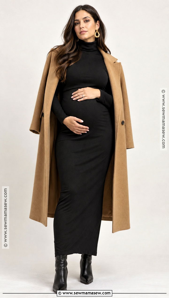 Fall Maternity Black Turtleneck Dress Outfit - 25 fall maternity outfits for photoshoot