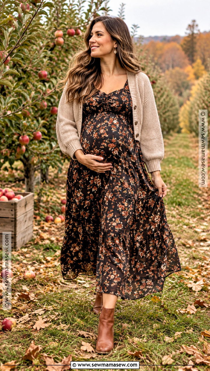 Fall Maternity Floral Maxi Dress Outfit - 25 fall maternity outfits for photoshoot