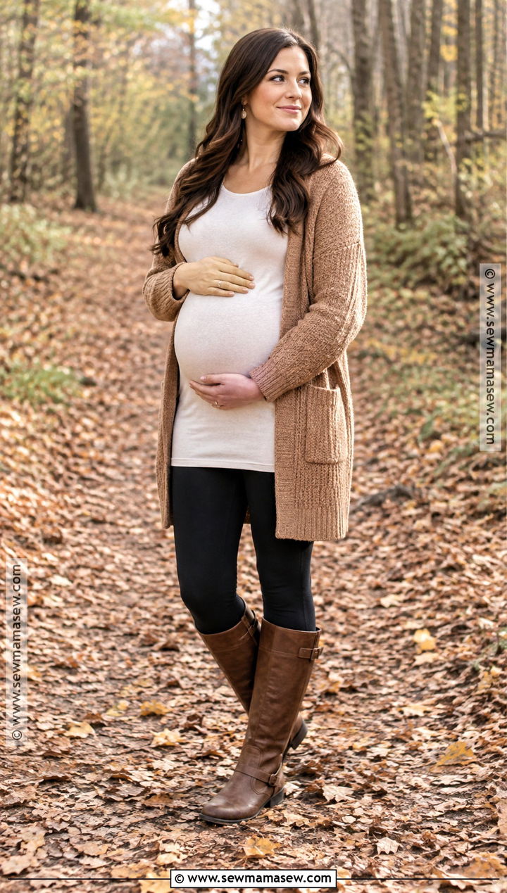 Fall Maternity Long Cardigan And Leggings Outfit - 25 fall maternity outfits for photoshoot