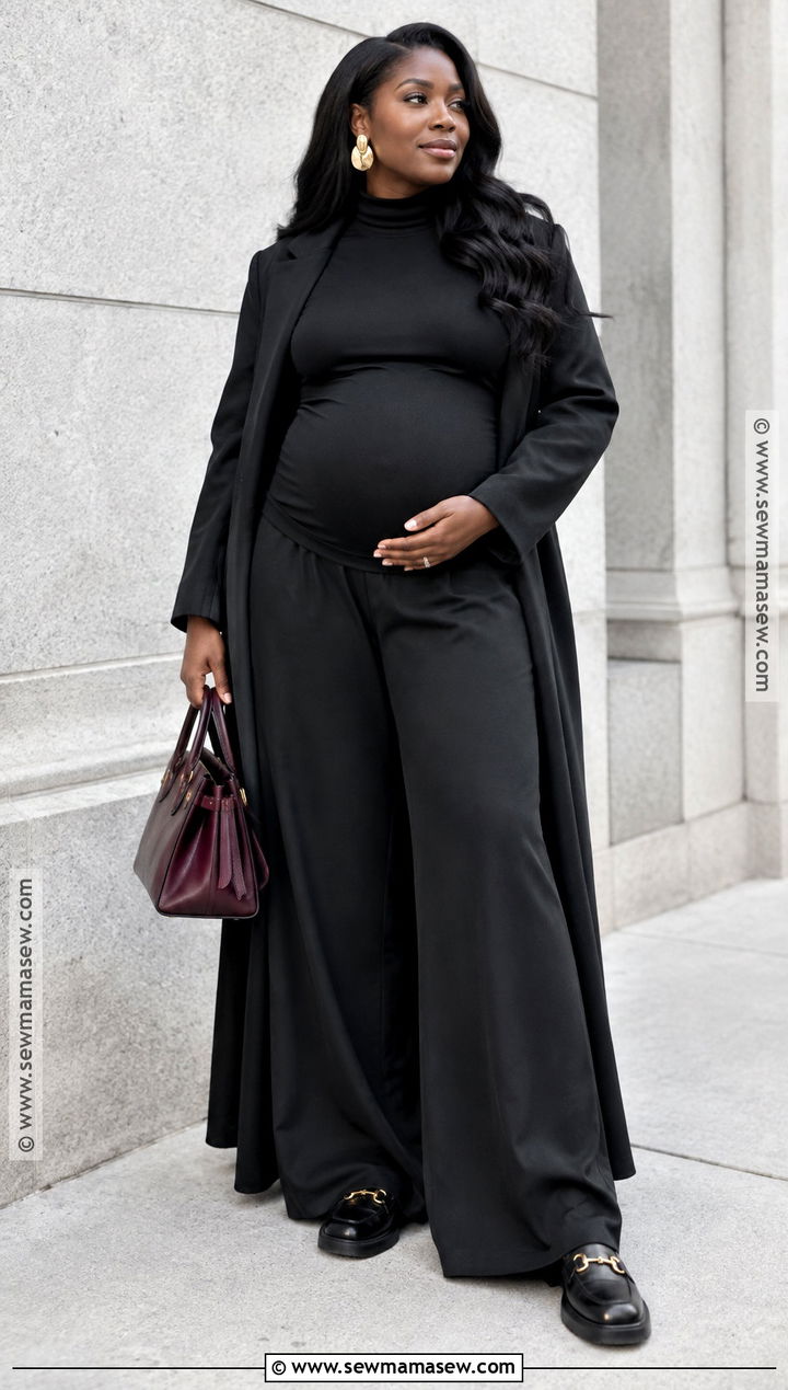 Fall Maternity Monochrome Black Outfit - 15 fall looks for black pregnant for women