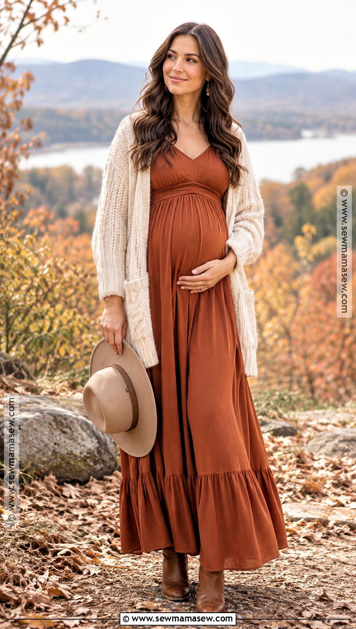 Fall Maternity Photo Outfit With A Maxi Dress - 15 fall maternity looks