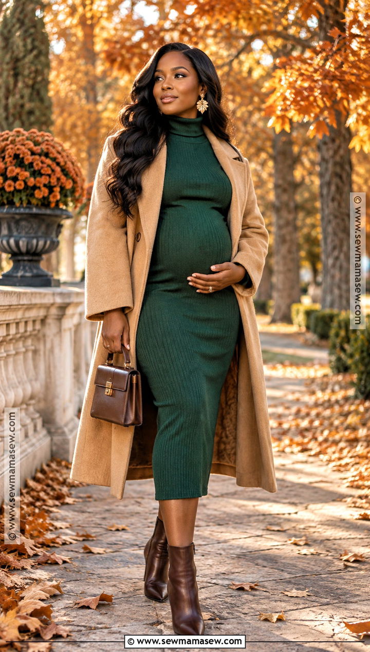 Fall Maternity Photo Outfit With Long Coat - 15 fall looks for black pregnant for women
