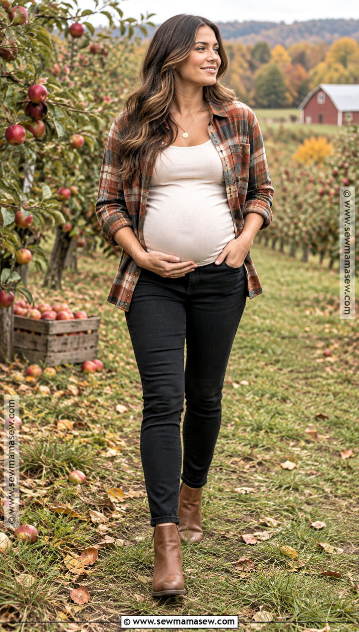 Fall Maternity Plaid Shirt And Jeans Outfit - 25 fall maternity outfits for photoshoot