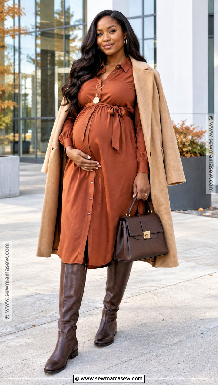 Fall Maternity Shirt Dress And Tall Boots Outfit - 15 fall looks for black pregnant for women
