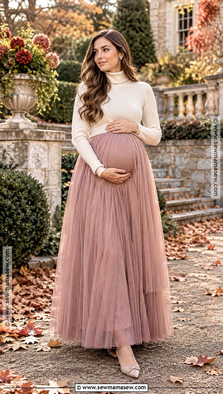 Fall Maternity Tulle Skirt And Sweater Outfit - 25 fall maternity outfits for photoshoot
