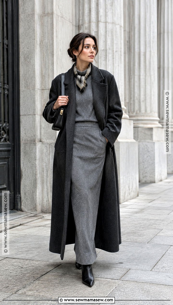 Fall Maxi Coat And Column Skirt Outfit - 20 Chic Fall Style Ideas