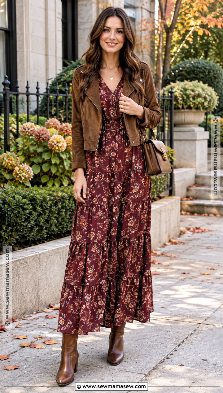 Fall Maxi Dress And Ankle Boots Outfit - 25 fall looks for women