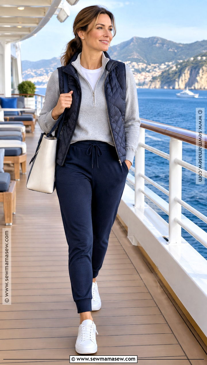 Fall Mediterranean Cruise Joggers And Quarter Zip Outfit - 15 mediterranean cruise outfits fall