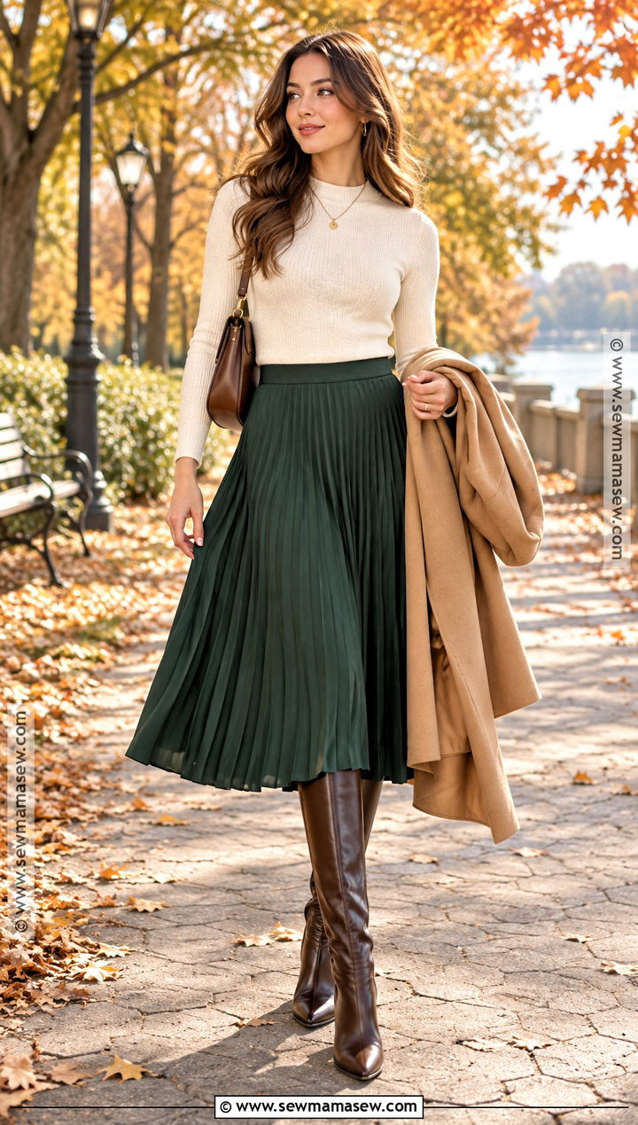Fall Midi Skirt And Sweater Outfit - 15 Staple Fall Wardrobe Pieces