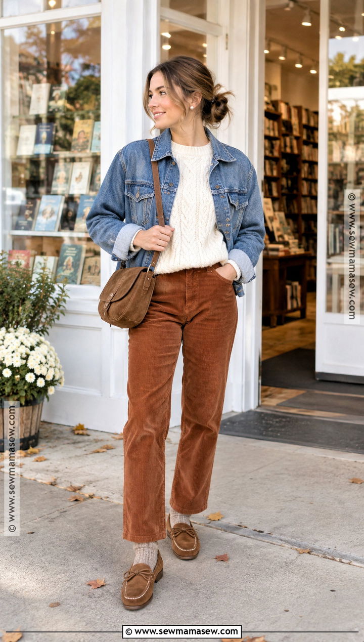 Fall Moccasin Outfit With Corduroy Pants - 15 Fall Shoes Comfy