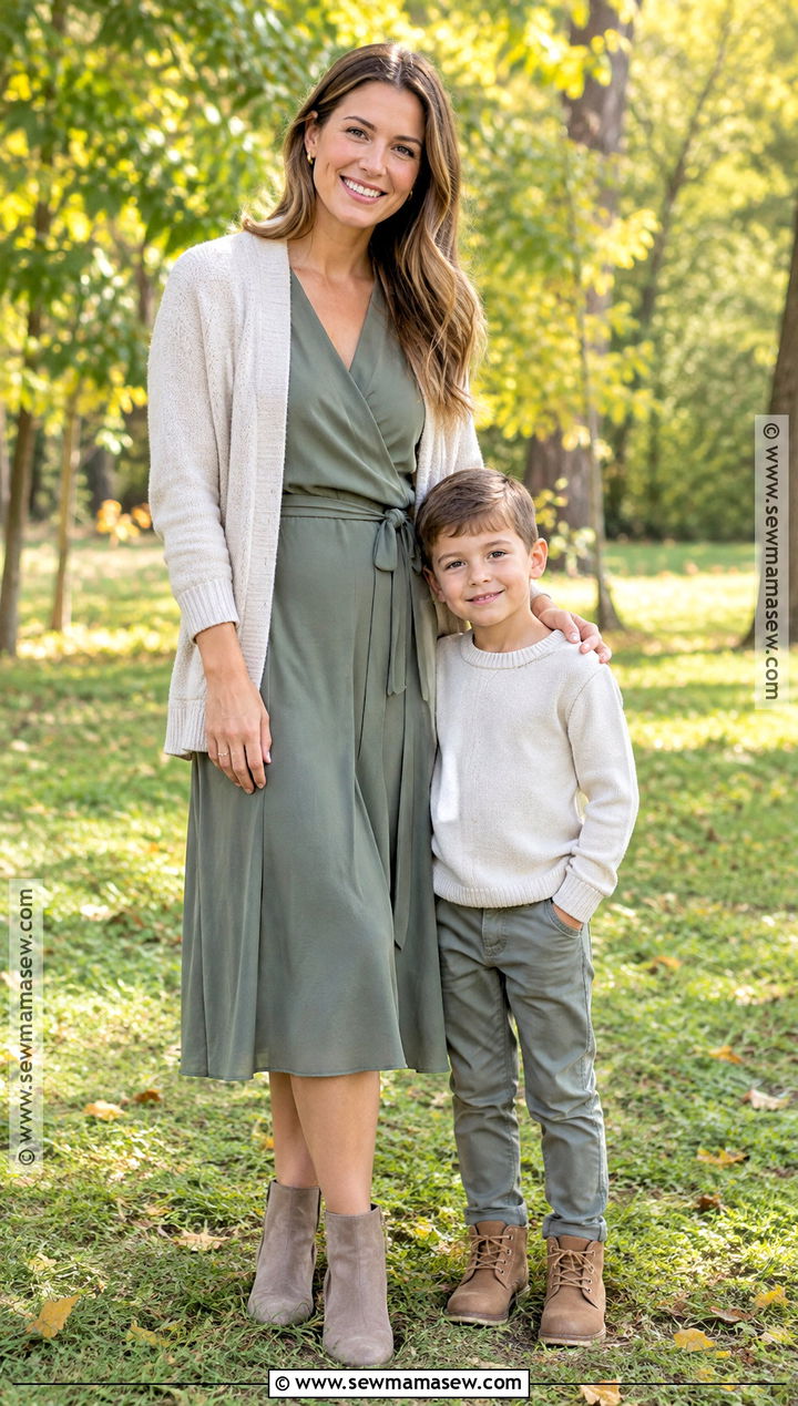 Fall Mother Son Sage Green Outfit - 15 fall mother son photoshoot outfits