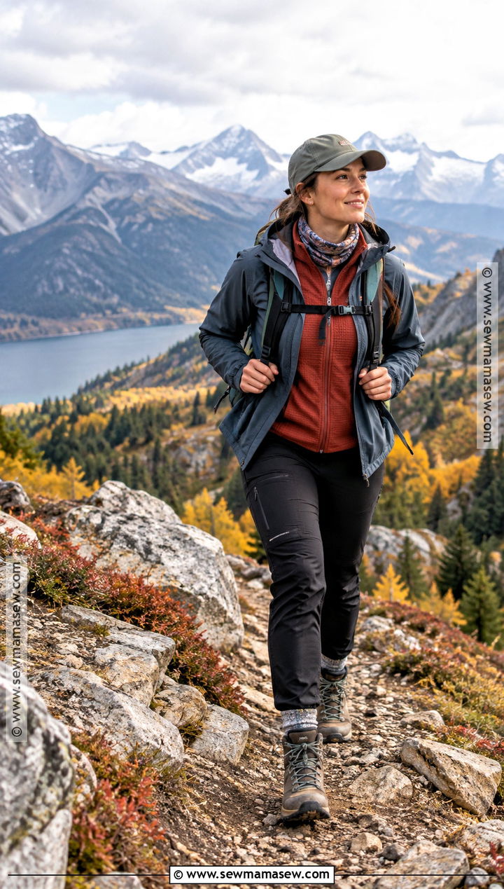 Fall Mountain Hiking Outfit With Rain Shell And Fleece - 25 Fall Mountain Outfit Ideas