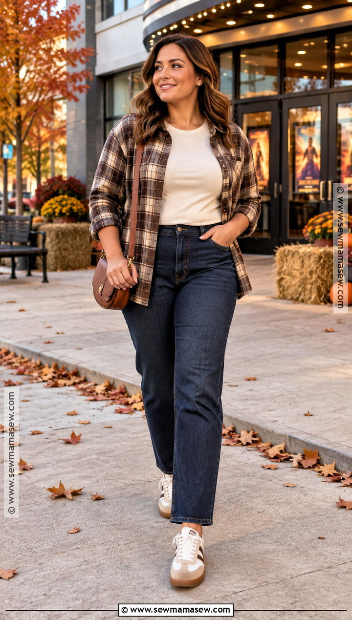 Fall Movie Night Flannel Shirt And Jeans Outfit - 20 fall movie night outfit ideas