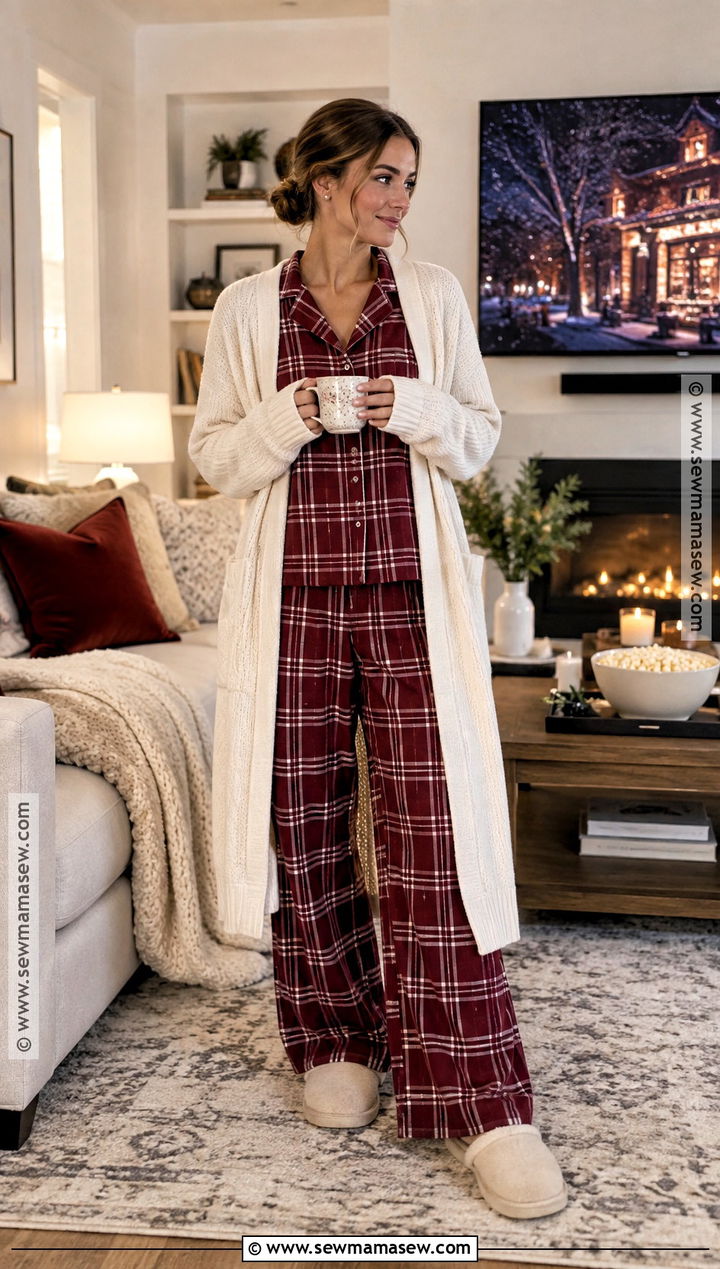 Fall Movie Night Pajama Inspired Set Outfit - 20 fall movie night outfit ideas