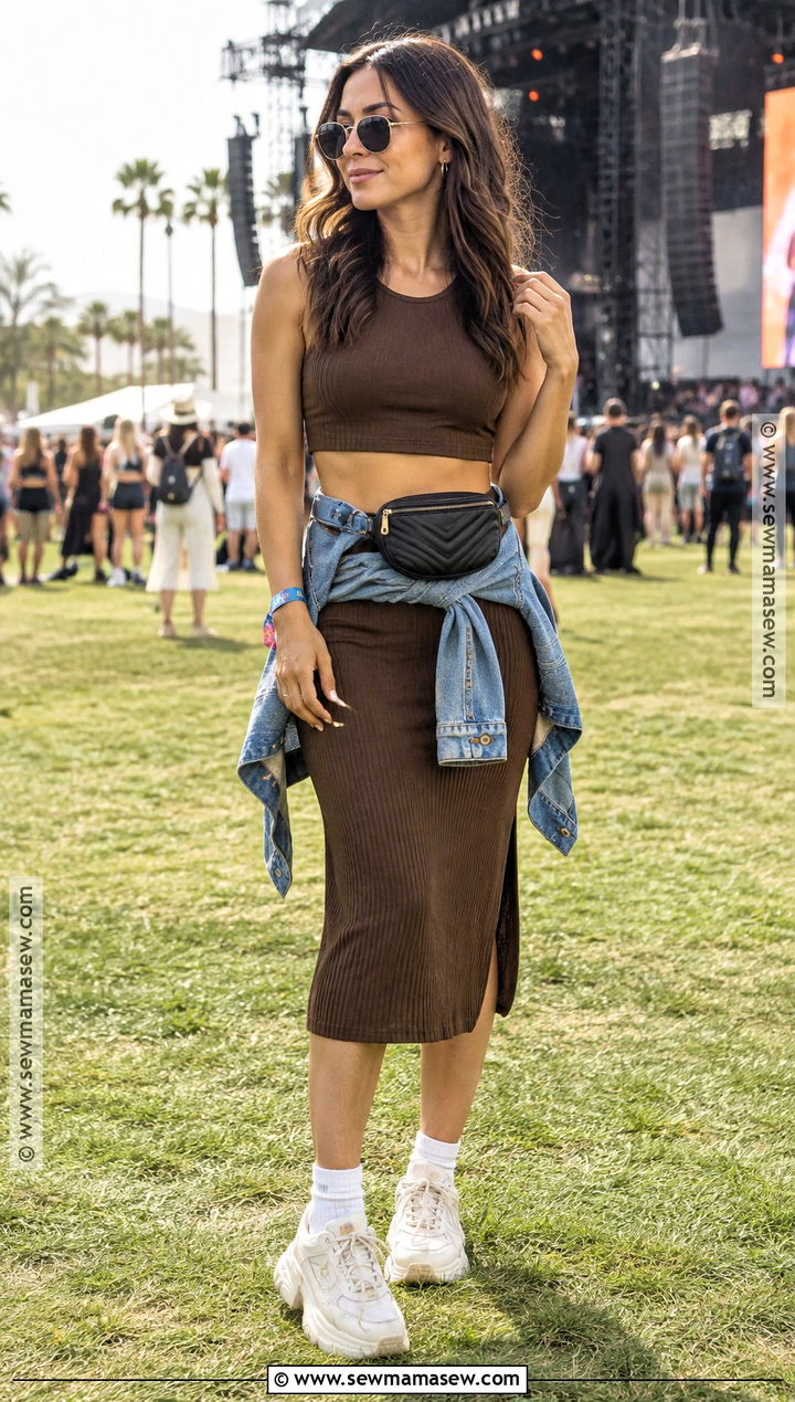 Fall Music Festival Outfit With Knit Set And Chunky Sneakers - 15 fall music festival outfit ideas 2026