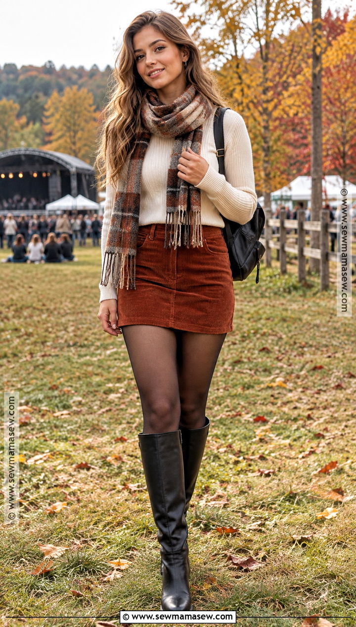 Fall Music Festival Outfit With Sweater And Mini Skirt - 15 fall music festival outfit ideas 2026
