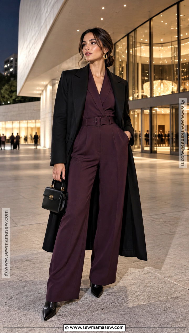 Fall Night Jumpsuit And Tailored Coat Outfit - 25 fall night outfit ideas