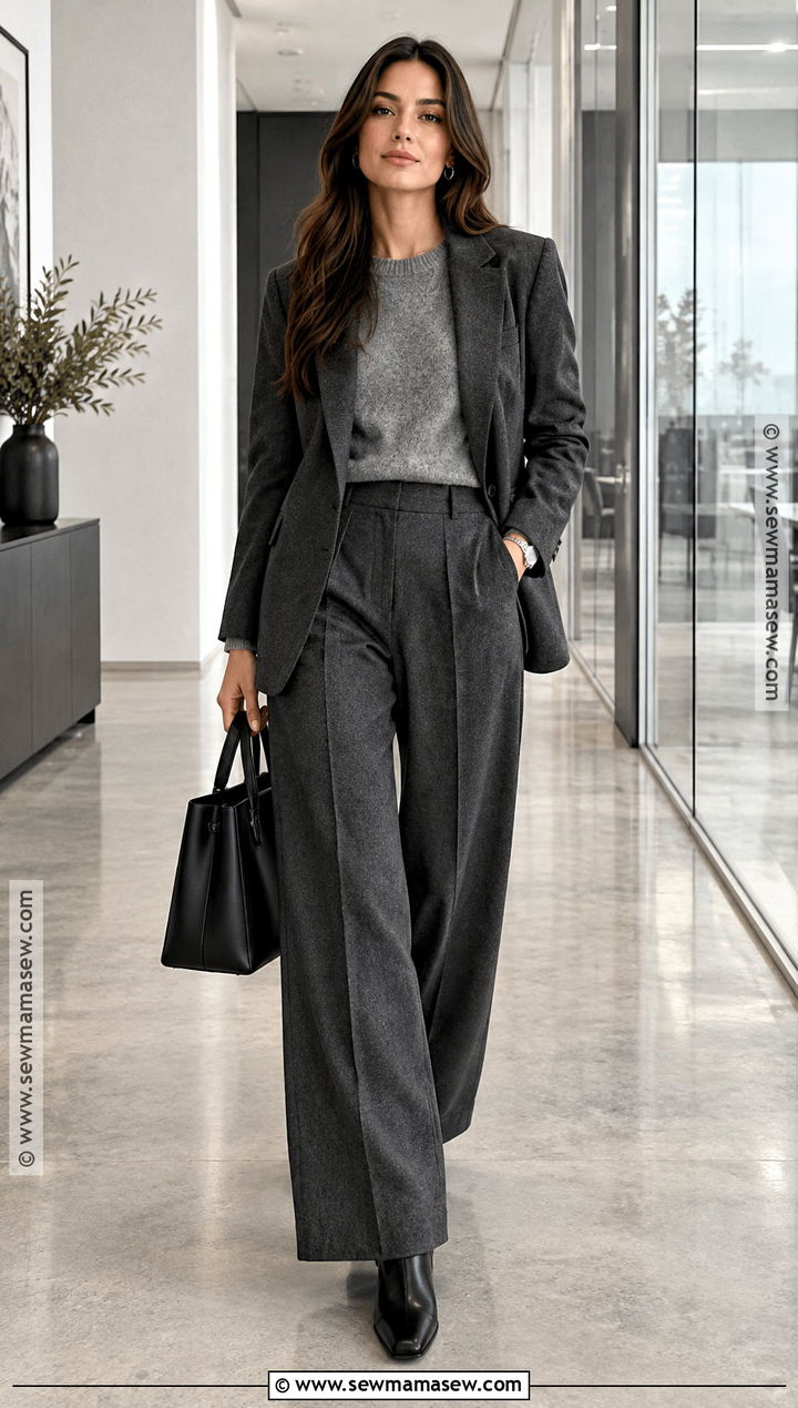 Fall Office Monochrome Gray Suit Outfit - 15 fall outfits 2026 office