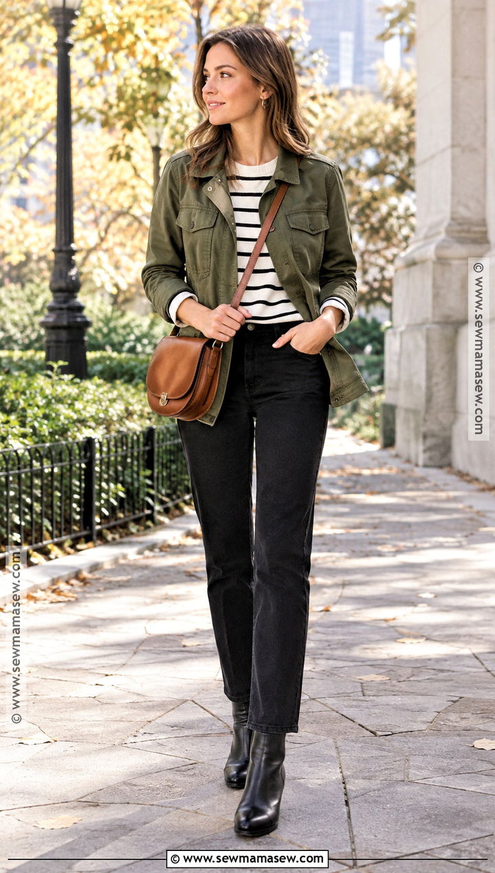 Fall Olive Jacket And Black Pants Outfit - 25 fall basic outfits