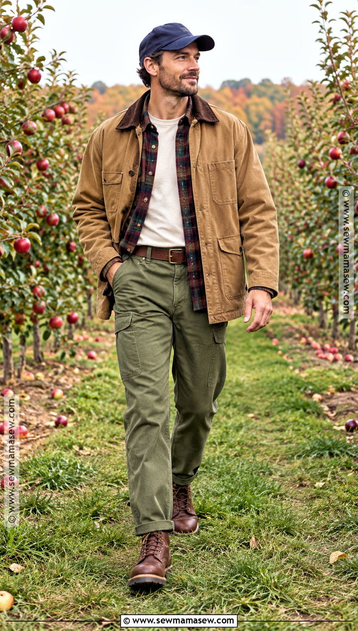 Fall Orchard Outfit With Barn Coat and Fatigue Pants - 15 mens fall outdoor outfits