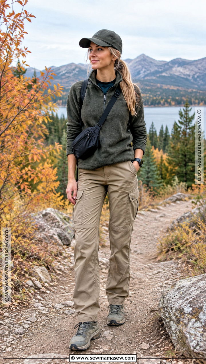 Fall Outdoor Fleece Half Zip And Cargo Pants Outfit - 20 Fall Outfits Outdoor