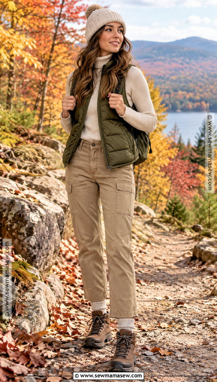 Fall Outdoor Outfit With Quilted Vest - 15 10 Days Travel Outfits Fall