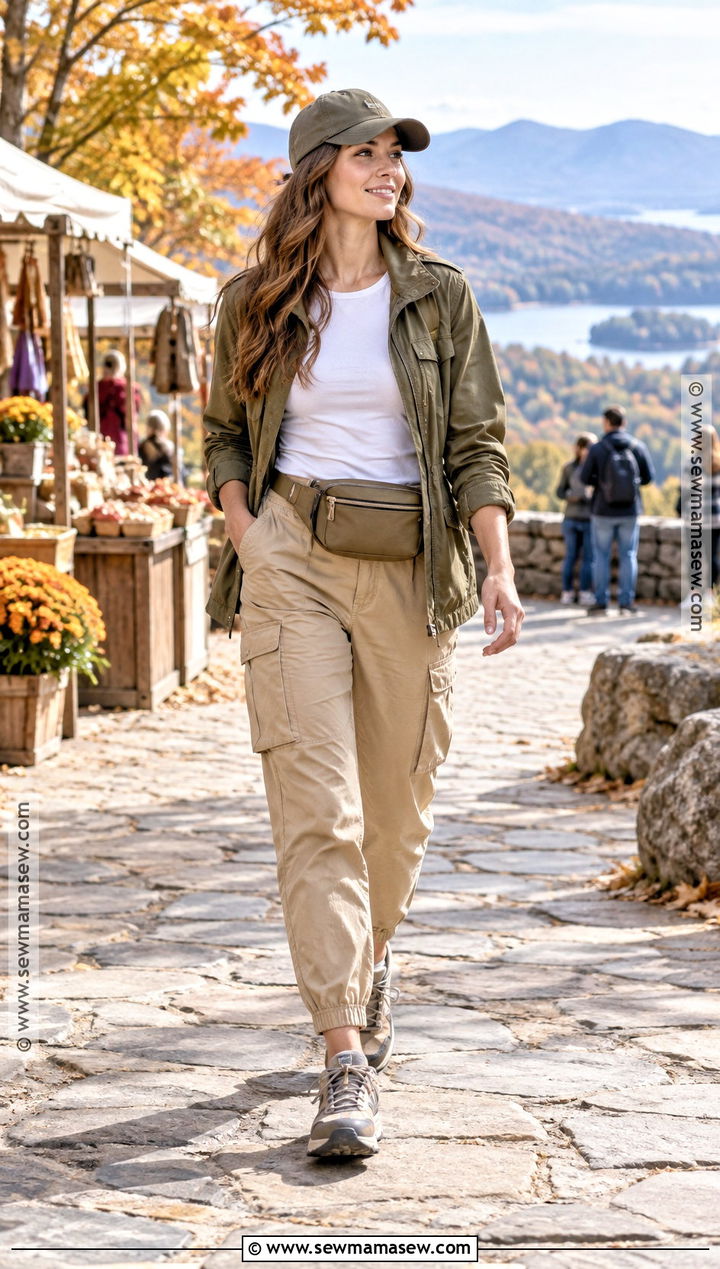Fall Outdoor Outfit With Utility Jacket And Cargo Pants - 20 fall vacation outfits casual
