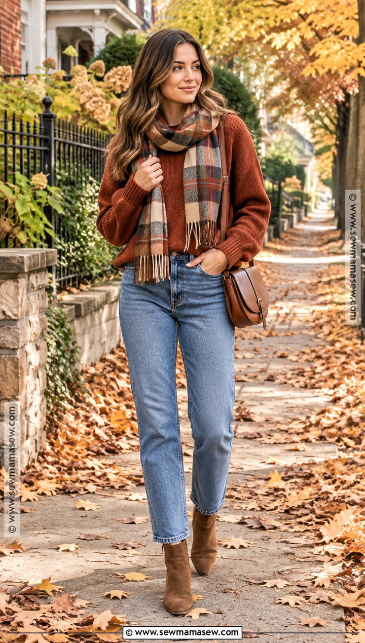 Fall Outdoor Sweater Jeans And Ankle Boots Outfit - 20 Fall Outfits Outdoor