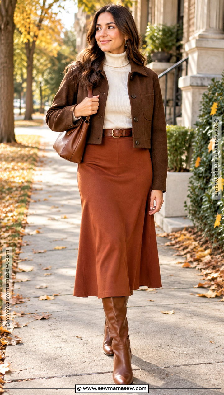 Fall Outfit With Knee High Boots And Midi Skirt - 15 fall fashion accessories inspiration
